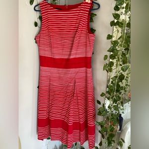 Talbots red white striped dress size 6
